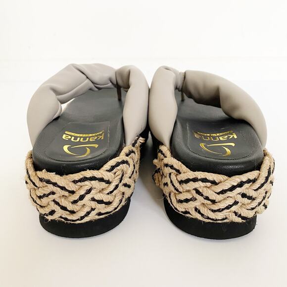 Kanna Rope Wedge Platform Slip on Thong Sandals in Gray Size 36 - Picture 5 of 8